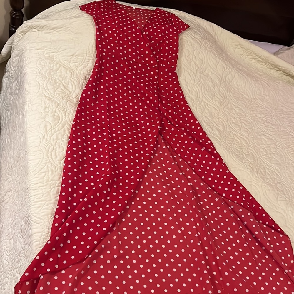 Red polka dot dress